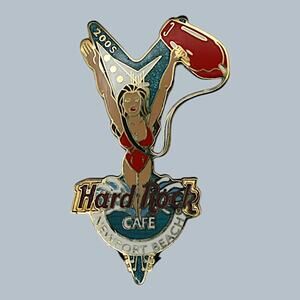 Hard Rock Pin Newport Beach Lifeguard Girl Flying V Guitar Rescue Can